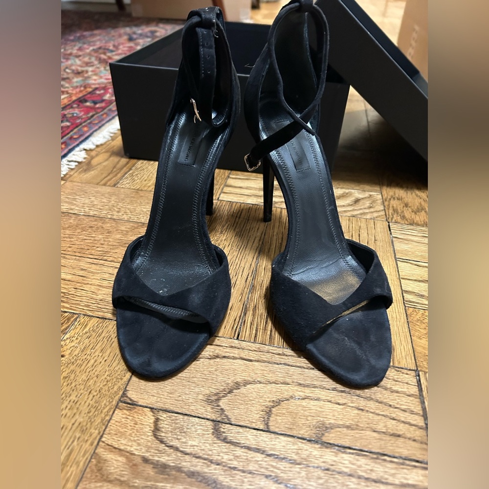 Alexander Wang Tilda Black Suede Ankle Strap Heels